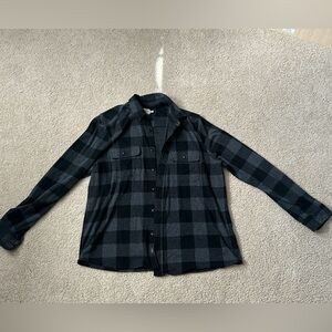 Men’s Faherty Grey and Black XL Button Down Fleece
